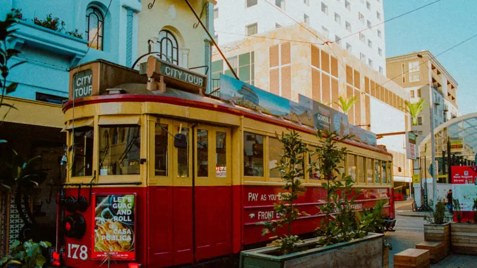 A heritage tram in central Christchurch