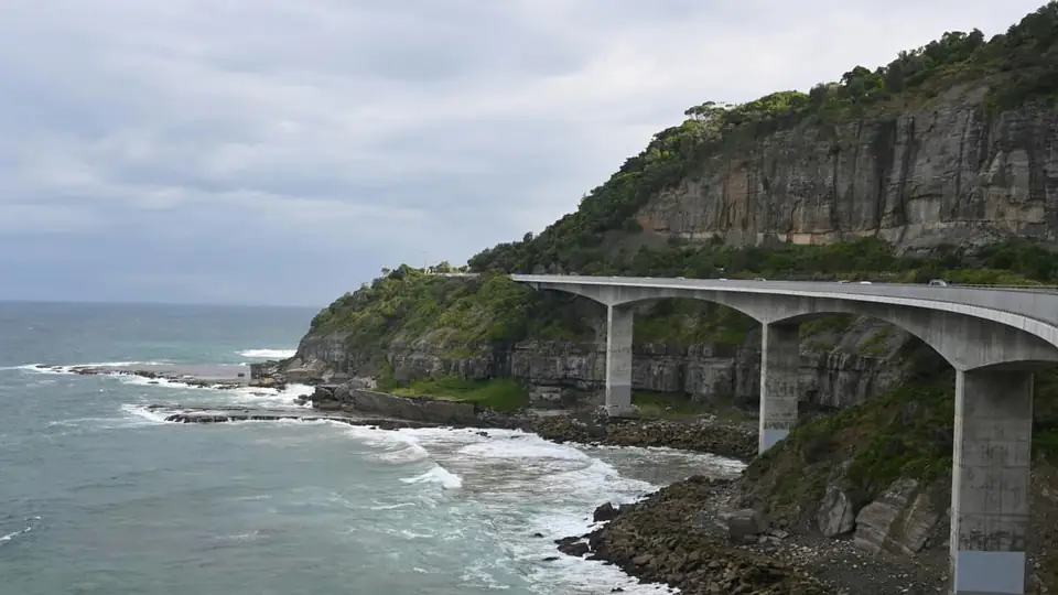 The Sea Cliff Bridge curving along the Illawarra coast near Wollongong